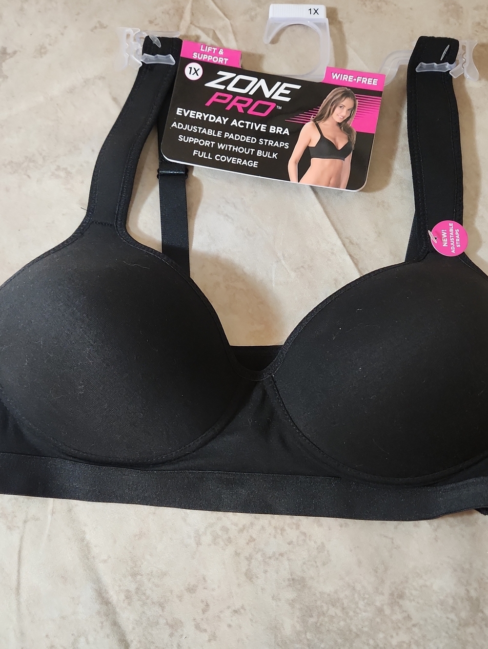 Zone Pro Black Everyday Active Wire-Free Bra - Adjustable Padded Cups